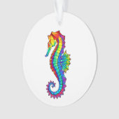 Rainbow Polygonal Seahorse Ornament (voorkant)