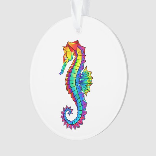 Rainbow Polygonal Seahorse Ornament (voorkant)
