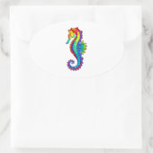 Rainbow Polygonal Seahorse Ovale Sticker (Tas)