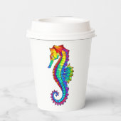 Rainbow Polygonal Seahorse Papieren Bekers (Achterkant)