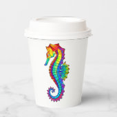 Rainbow Polygonal Seahorse Papieren Bekers (Voorkant)