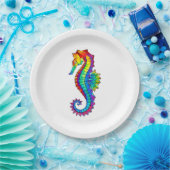 Rainbow Polygonal Seahorse Papieren Bordje (Feest)