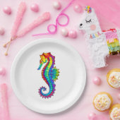 Rainbow Polygonal Seahorse Papieren Bordje (Feest)