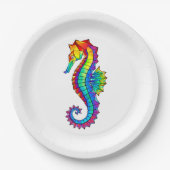 Rainbow Polygonal Seahorse Papieren Bordje (Voorkant)