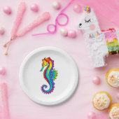 Rainbow Polygonal Seahorse Papieren Bordje (Feest)