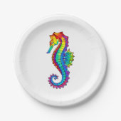 Rainbow Polygonal Seahorse Papieren Bordje (Voorkant)