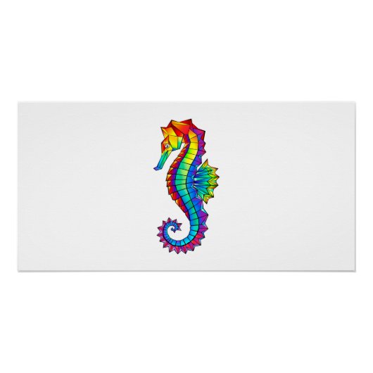 Rainbow Polygonal Seahorse Perfect Poster (Voorkant)