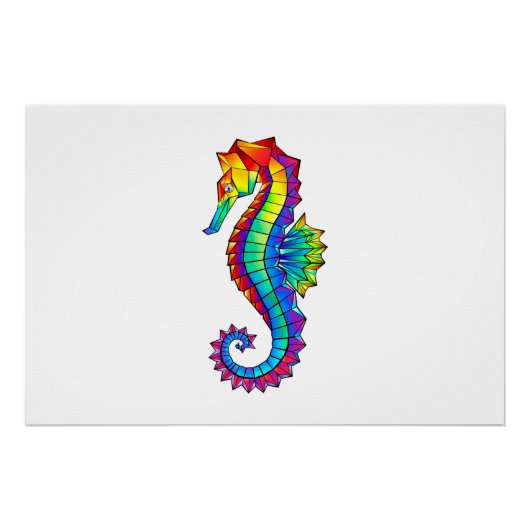 Rainbow Polygonal Seahorse Perfect Poster (Voorkant)