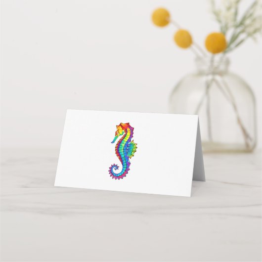 Rainbow Polygonal Seahorse Plaatskaartje (Voorkant)