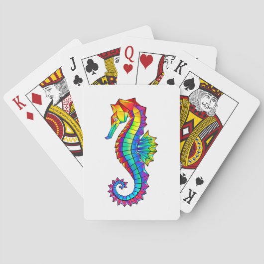 Rainbow Polygonal Seahorse Pokerkaarten (Achterkant)