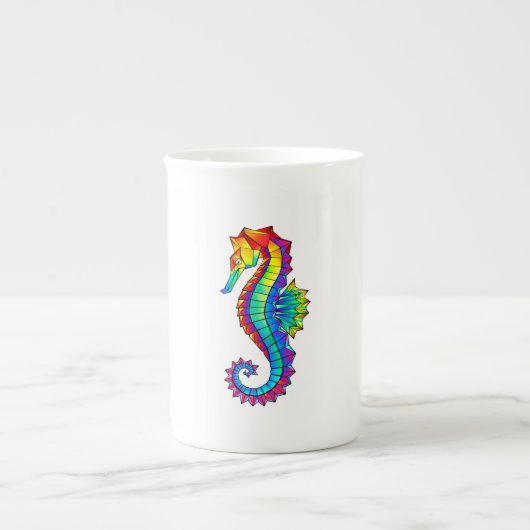 Rainbow Polygonal Seahorse Porselein Kop (Voorkant)