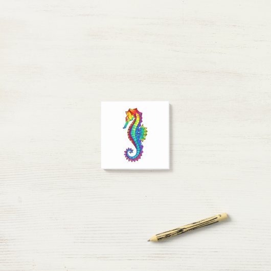 Rainbow Polygonal Seahorse Post-it® Notes (Op bureau)