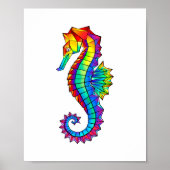 Rainbow Polygonal Seahorse Poster (Voorkant)