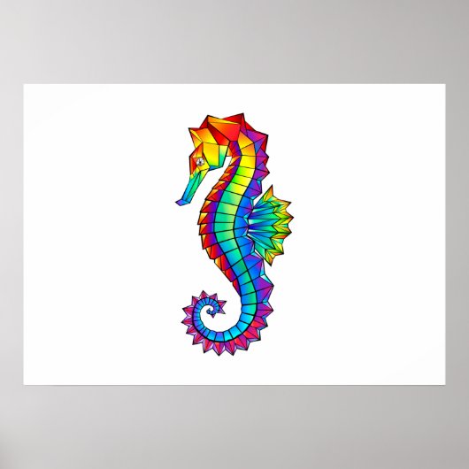 Rainbow Polygonal Seahorse Poster (Voorkant)