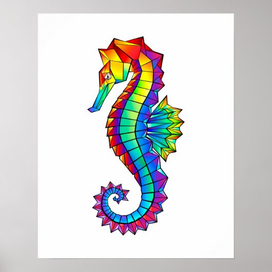 Rainbow Polygonal Seahorse Poster (Voorkant)