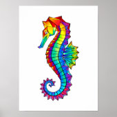 Rainbow Polygonal Seahorse Poster (Voorkant)