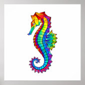 Rainbow Polygonal Seahorse Poster (Voorkant)