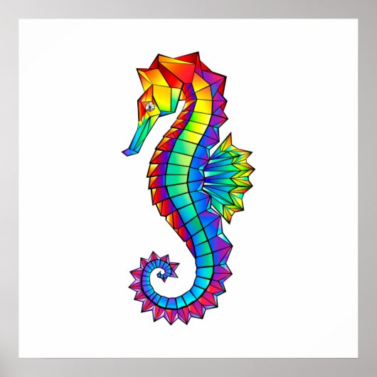 Rainbow Polygonal Seahorse Poster (Voorkant)