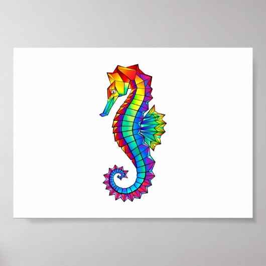 Rainbow Polygonal Seahorse Poster (Voorkant)