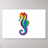 Rainbow Polygonal Seahorse Poster (Voorkant)