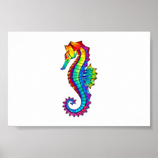 Rainbow Polygonal Seahorse Poster (Voorkant)