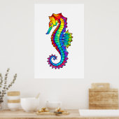 Rainbow Polygonal Seahorse Poster (Keuken)