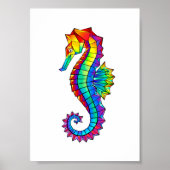 Rainbow Polygonal Seahorse Poster (Voorkant)