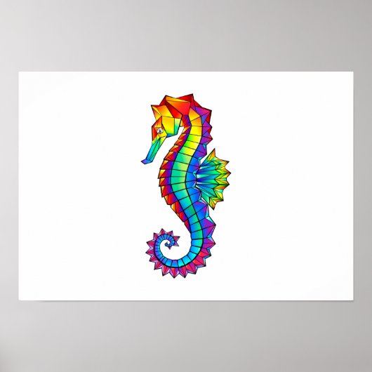 Rainbow Polygonal Seahorse Poster (Voorkant)
