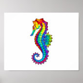 Rainbow Polygonal Seahorse Poster (Voorkant)