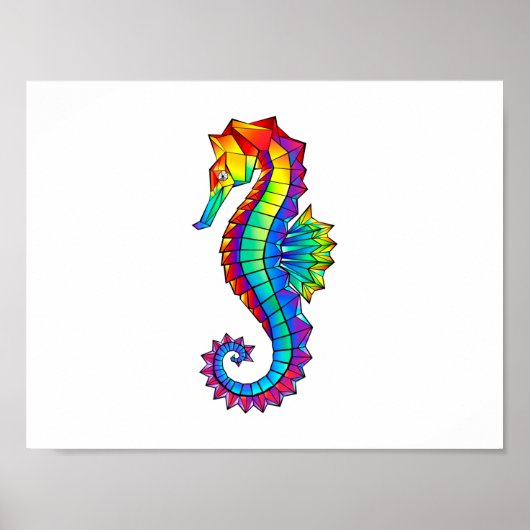 Rainbow Polygonal Seahorse Poster (Voorkant)