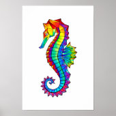Rainbow Polygonal Seahorse Poster (Voorkant)