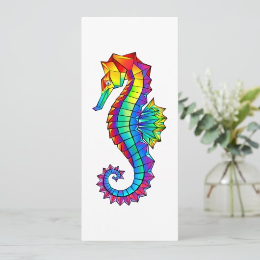 Rainbow Polygonal Seahorse Programmakaart (Staand voorkant)