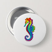 Rainbow Polygonal Seahorse Ronde Button 7,6 Cm (Voorkant /achterkant)