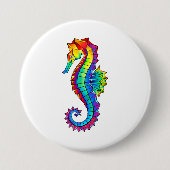Rainbow Polygonal Seahorse Ronde Button 7,6 Cm (Voorkant)
