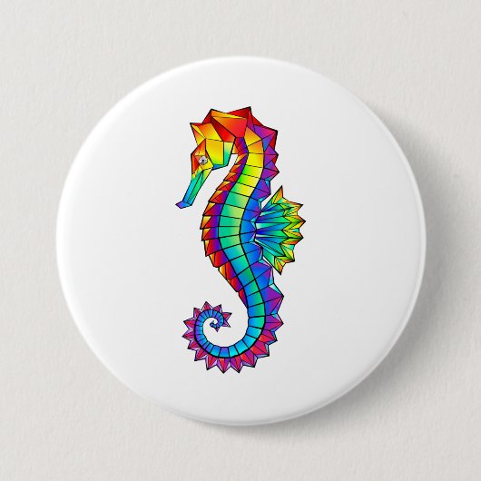 Rainbow Polygonal Seahorse Ronde Button 7,6 Cm (Voorkant)