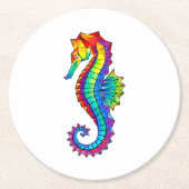 Rainbow Polygonal Seahorse Ronde Kartonnen Onderzetter (Voorkant)