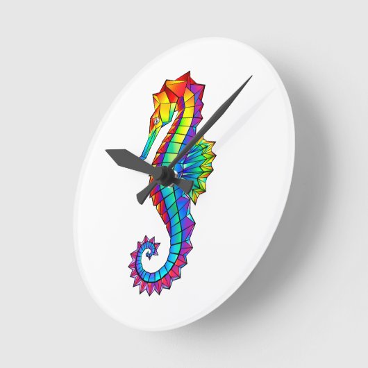 Rainbow Polygonal Seahorse Ronde Klok (Hoek)