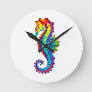 Rainbow Polygonal Seahorse Ronde Klok