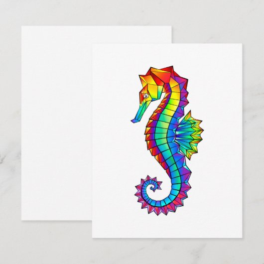 Rainbow Polygonal Seahorse RSVP Kaartje (Voorkant / Achterkant)