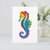 Rainbow Polygonal Seahorse RSVP Kaartje (Staand voorkant)