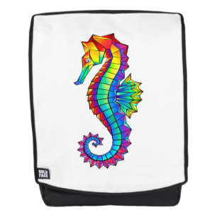 Rainbow Polygonal Seahorse Rugtassen