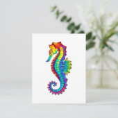 Rainbow Polygonal Seahorse Save The Date (Staand voorkant)