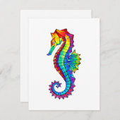 Rainbow Polygonal Seahorse Save The Date (Voorkant / Achterkant)