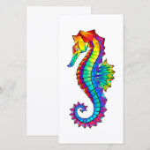 Rainbow Polygonal Seahorse Save The Date (Voorkant / Achterkant)