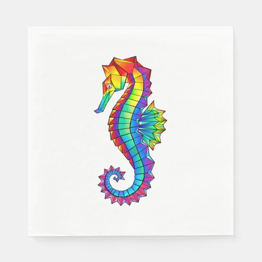Rainbow Polygonal Seahorse Servet (Voorkant)