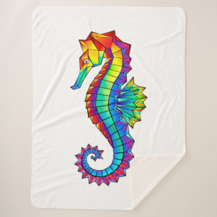 Rainbow Polygonal Seahorse Sherpa Deken