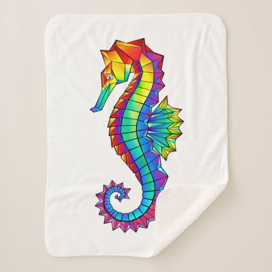 Rainbow Polygonal Seahorse Sherpa Deken (Voorkant)