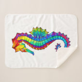 Rainbow Polygonal Seahorse Sherpa Deken (Voorkant (horizontaal))