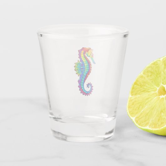 Rainbow Polygonal Seahorse Shot Glas (Achterkant)