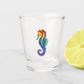 Rainbow Polygonal Seahorse Shot Glas (Voorkant)